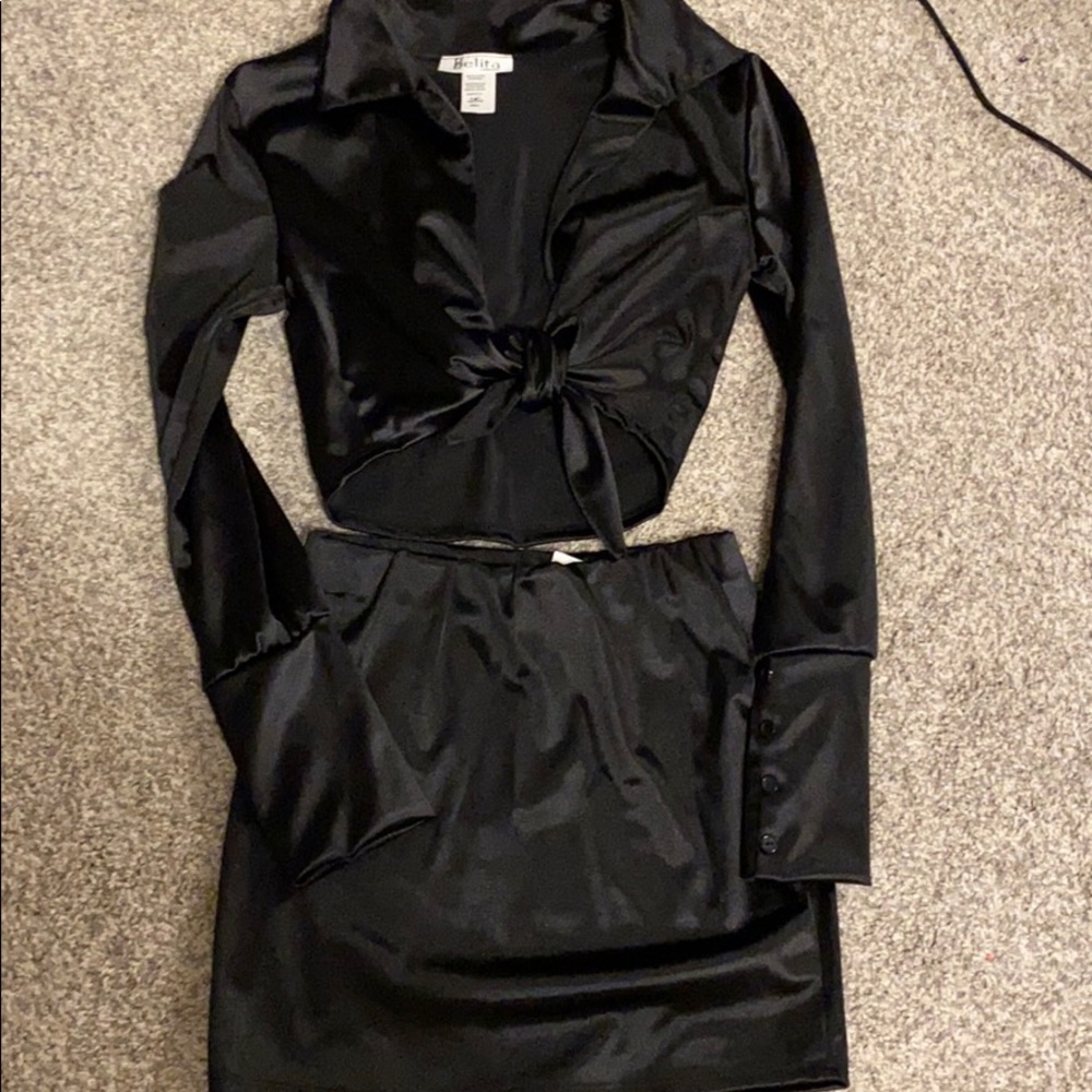 Two piece, front knot skirt set
